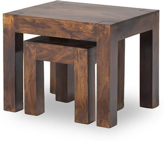 Jangir Solid Wood Nesting Table(Finish Color - Walnut Brown, Set of - 2)