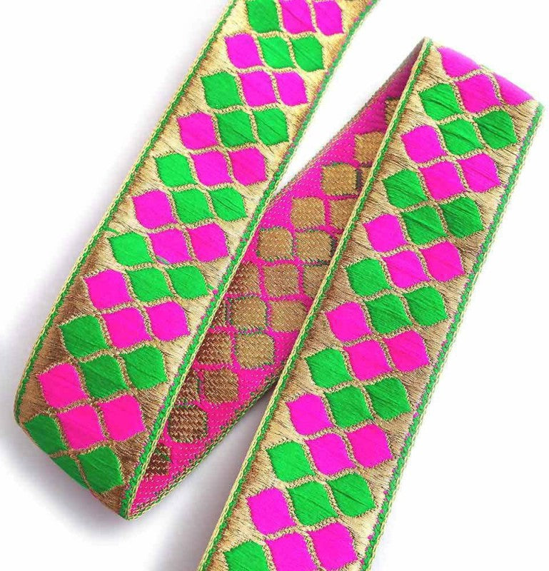 Lami S2502-Rani-Green Gold Jacquards Ribbon(Pack of 1)